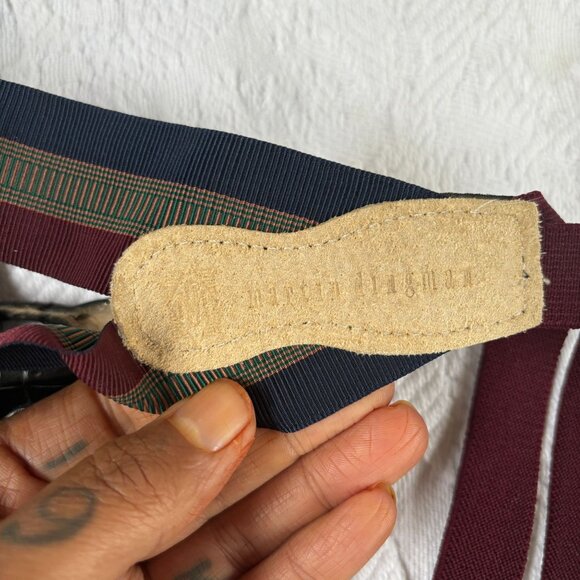 MARTIN DINGMAN Woven Stripe SUSPENDERS Croc Print Leather Brass O/S - Picture 5 of 5